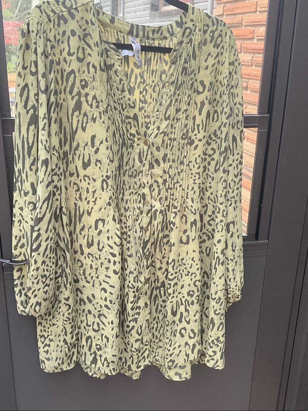 Melissa McCarthy Seven7 Olive and dark Green Animal Print Top